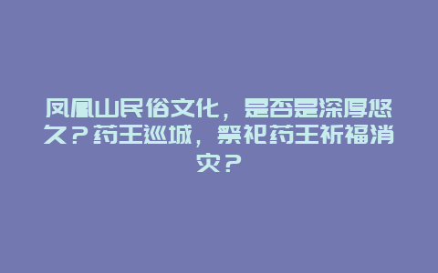 凤凰山民俗文化，是否是深厚悠久？药王巡城，祭祀药王祈福消灾？