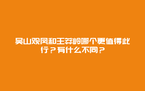 吴山观凤和王莽岭哪个更值得此行？有什么不同？