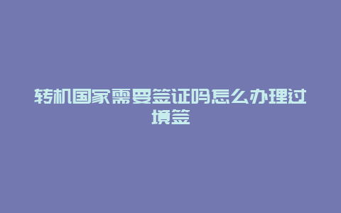 转机国家需要签证吗怎么办理过境签