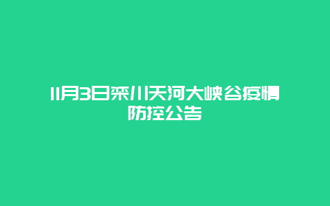 11月3日栾川天河大峡谷疫情防控公告