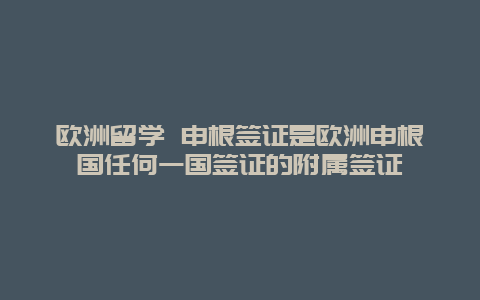 欧洲留学 申根签证是欧洲申根国任何一国签证的附属签证