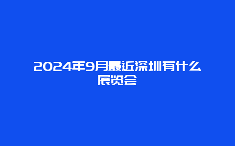 2024年9月最近深圳有什么展览会