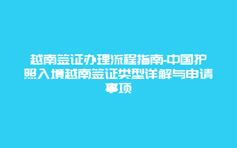 越南签证办理流程指南-中国护照入境越南签证类型详解与申请事项