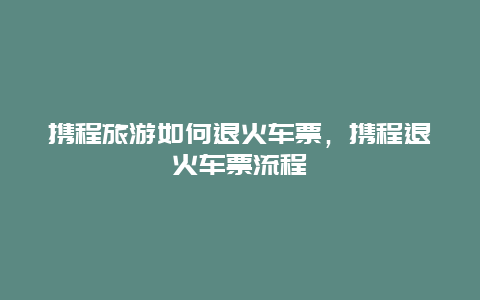 携程旅游如何退火车票，携程退火车票流程