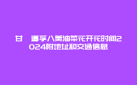 甘孜道孚八美油菜花开花时间2024附地址和交通信息