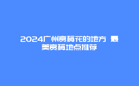 2024广州赏梅花的地方 最美赏梅地点推荐