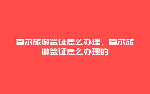 首尔旅游签证怎么办理，首尔旅游签证怎么办理的