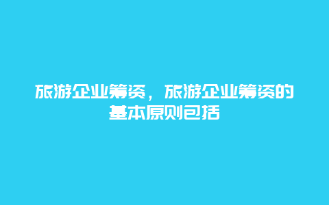 旅游企业筹资，旅游企业筹资的基本原则包括