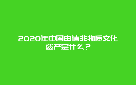 2020年中国申请非物质文化遗产是什么？