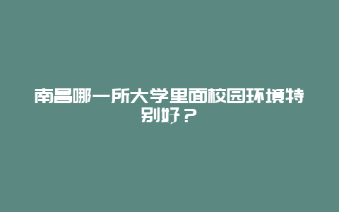 南昌哪一所大学里面校园环境特别好？