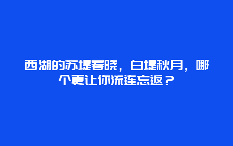 西湖的苏堤春晓，白堤秋月，哪个更让你流连忘返？