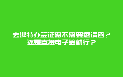 去沙特办签证需不需要邀请函？还是直接电子签就行？