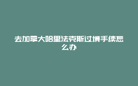 去加拿大哈里法克斯过境手续怎么办