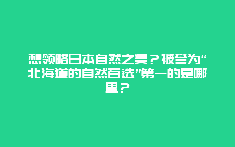 想领略日本自然之美？被誉为“北海道的自然百选”第一的是哪里？