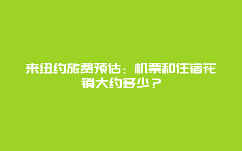 来纽约旅费预估：机票和住宿花销大约多少？