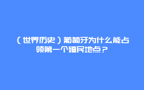 （世界历史）葡萄牙为什么能占领第一个殖民地点？