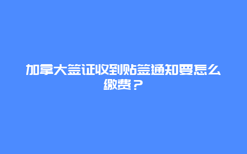 加拿大签证收到贴签通知要怎么缴费？