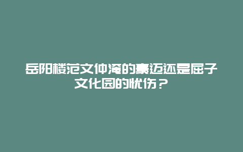 岳阳楼范文仲淹的豪迈还是屈子文化园的忧伤？