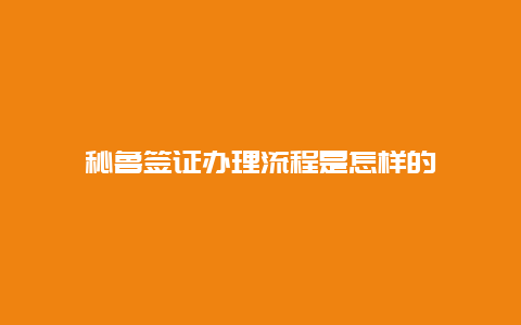 秘鲁签证办理流程是怎样的