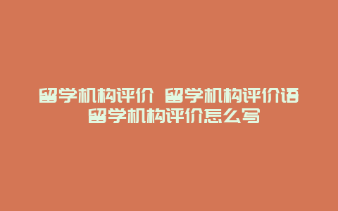 留学机构评价 留学机构评价语 留学机构评价怎么写