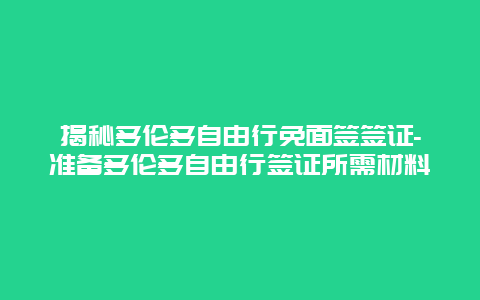 揭秘多伦多自由行免面签签证-准备多伦多自由行签证所需材料