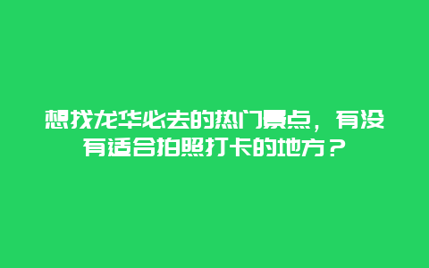 想找龙华必去的热门景点，有没有适合拍照打卡的地方？