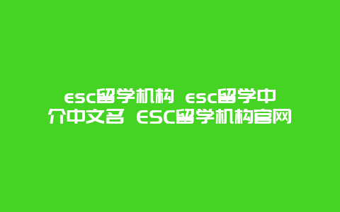 esc留学机构 esc留学中介中文名 ESC留学机构官网