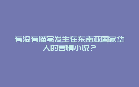 有没有描写发生在东南亚国家华人的言情小说？