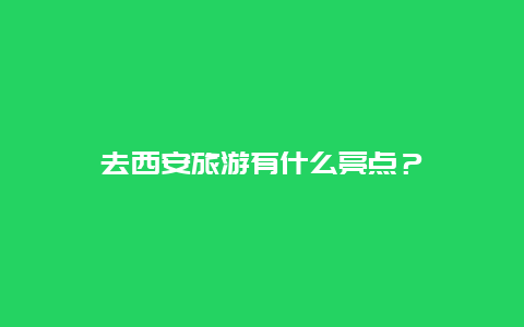 去西安旅游有什么亮点？