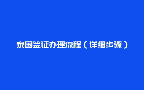 泰国签证办理流程（详细步骤）