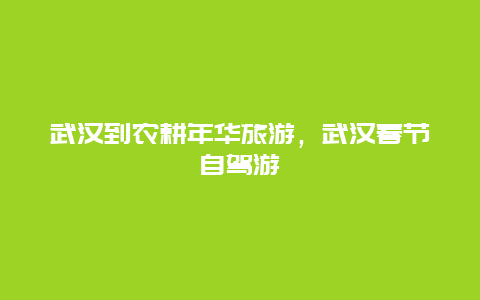 武汉到农耕年华旅游，武汉春节自驾游