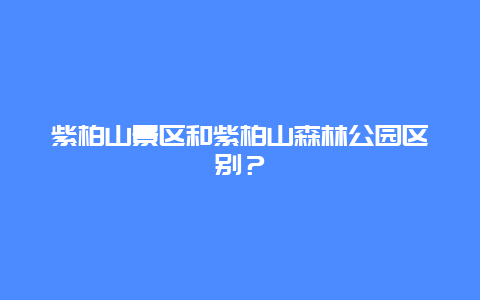 紫柏山景区和紫柏山森林公园区别？