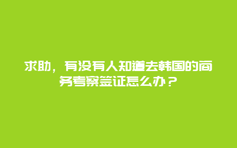 求助，有没有人知道去韩国的商务考察签证怎么办？