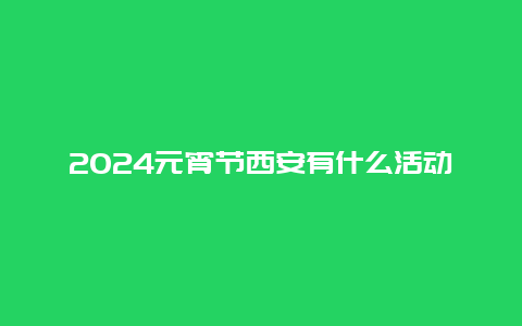 2024元宵节西安有什么活动