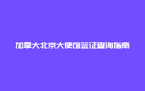 加拿大北京大使馆签证查询指南