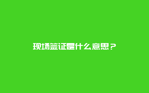 现场签证是什么意思？