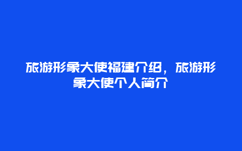 旅游形象大使福建介绍，旅游形象大使个人简介