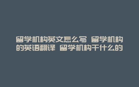 留学机构英文怎么写 留学机构的英语翻译 留学机构干什么的