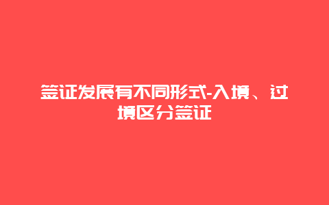 签证发展有不同形式-入境、过境区分签证