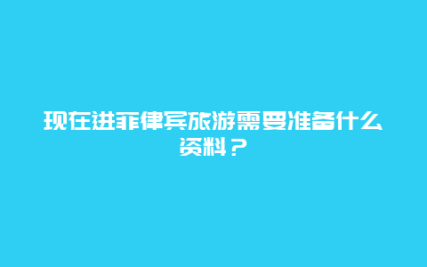 现在进菲律宾旅游需要准备什么资料？