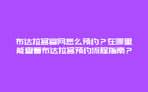 布达拉宫官网怎么预约？在哪里能查看布达拉宫预约流程指南？