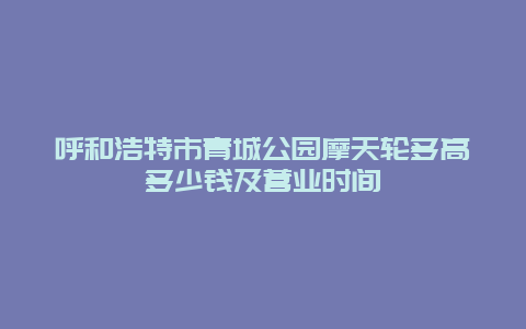 呼和浩特市青城公园摩天轮多高多少钱及营业时间