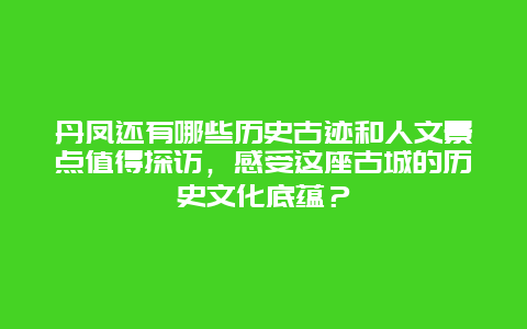 丹凤还有哪些历史古迹和人文景点值得探访，感受这座古城的历史文化底蕴？