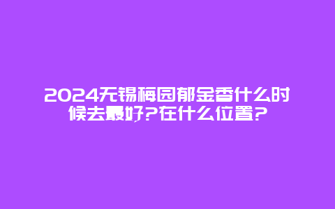 2024无锡梅园郁金香什么时候去最好?在什么位置?