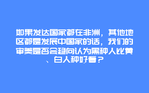 如果发达国家都在非洲，其他地区都是发展中国家的话，我们的审美是否会趋向认为黑种人比黄、白人种好看？