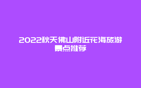 2022秋天佛山附近花海旅游景点推荐