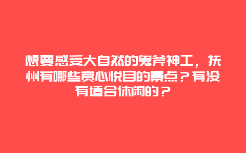 想要感受大自然的鬼斧神工，抚州有哪些赏心悦目的景点？有没有适合休闲的？