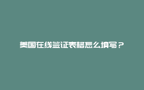 美国在线签证表格怎么填写？