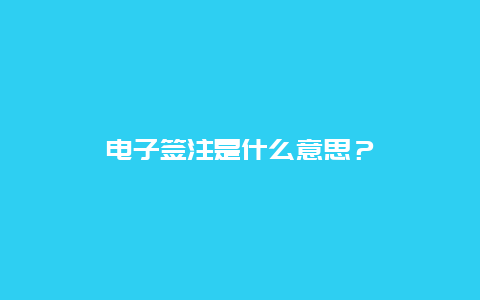 电子签注是什么意思？