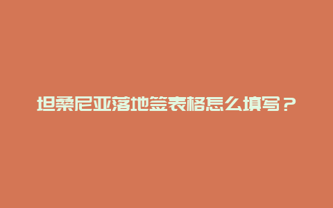 坦桑尼亚落地签表格怎么填写？